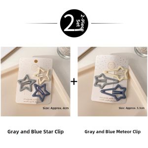 Star Bangs Hair Clips Womens Forehead High-End Elegant Side Waterdrop BB Clip Straight Barrette Hair Accessories Hairpins