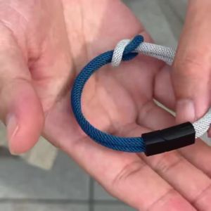 Casual Men Two Color Cord Bracelet Magnetic Clasp Outdoor Sports Style Handmade Braided Wristband for Him