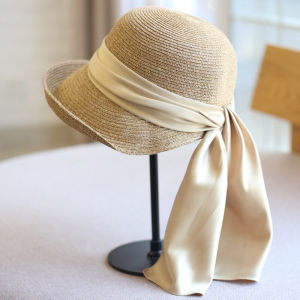 Summer Curled Brim Basin Hat Sun Protection Womens Casual Ribbon