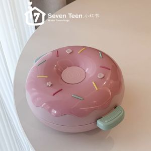 Cute Donut Shaped Stainless Steel Lunch Box with Micro-Oven Safety for Students School Dining Utensils Insulated Divided Capacity