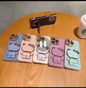 เคสโทรศัพท์ สำหรับรุ่น  REDMI A2 PLUS ฝาหลัง ขาตั้ง  คิตตี้ Kitty กันกระแทก ตั้งได้  พร้อมตัวยึดกระจก น่ารัก เคสชุบ  สไตล์