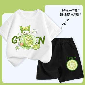 Girls Summer Outfit Set Pure Cotton Casual Sportswear Short Sleeve Shorts Two Piece Set Childrens Clothing Daily Wear