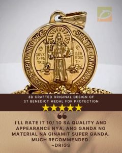 CatholicSupplies St Benedict Medal for Protection 3D Gold PVD Premium Stainless Steel