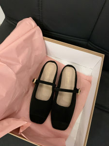 K-style Flats French Closed Toe Half Slippers Womens Shoes Outwear 2024 New Arrival Summer Mary Jane Classic Style Sandals