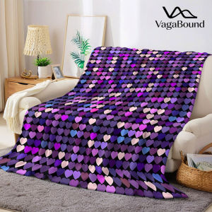 Multicolor Heart Grid Flannel Blanket Warm Soft Halloween Christmas Decorative Couch Warm Cozy All-Season Gift