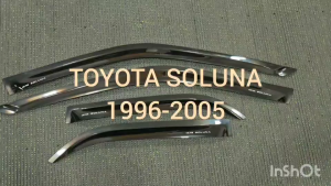 กันสาด คิ้วกันสาด คิ้ว คิ้วประตู กันลม ดำทึบ รุ่นหยดน้ำ โตโยต้า โซลูน่า TOYOTA SOLUNA 1996 1997 1998 1999 2000 2001 2002 2003 2004 2005 ใส่ร่วมกันได้ทุกปี A