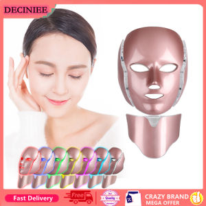 DECINIEE 7 Colors LED Facial Mask with Neck Skin Rejuvenation Anti-againg Whitening Skin Therapy Mask Face Care Beauty Device Home Spa