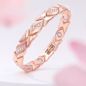 Womens Vintage Butterfly Leaf Crystal Copper Magnetic Bracelet – Adjustable Energy Healing Bangle with Smart Clasp Solid Copper Magnetic Therapy Bracelet for Circulation & Wellness
