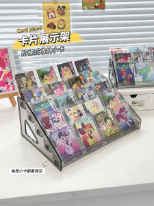 Acrylic Card Display Stand Transparent Staircase Style Desktop Organizer Box for Yu-Gi-Oh Pokemon Cards Storage Holder