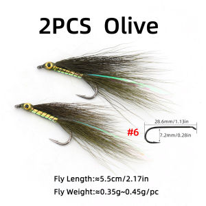 2PCS/4PCS Classic Bucktail Fly 3D Fish Eye Minnow Streamer Fly Barbed Hook Baitfish Fly Fishing Flies Bass Pike Fishing