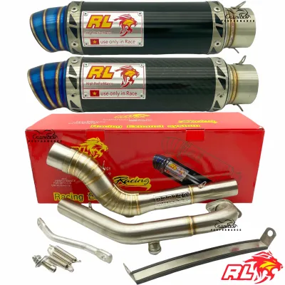 RED LEO 100% ORIGINAL EXHAUST OPEN SHORT Y15ZR LC135 BLACK CARBON 32-35-53MM 35-35-53MM 35-38-57MM BY ESR MOTOR