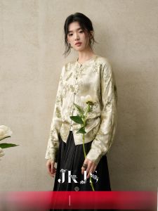 JK＆JS | Áo Nữ Mùa Xuân Cổ Tròn Phong Cách Vintage Trung Quốc Mới