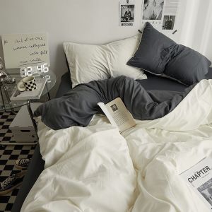 Solid Color Duplex Water Washed Cotton Bed Sheet Set