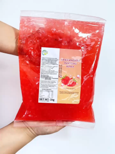 [BEST SELLER] Strawberry  Flavored Popping Boba 1kg - Premium Bubble Tea Topping with Real Fruit Juice