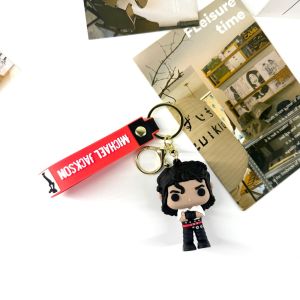 Bandai | Bộ Móc Khóa Hình Michael Jackson Bằng PVC - 4 Kiểu Dáng Búp Bê Mini Ca Sĩ Dây Đeo Balo Móc Treo Túi Xách Dành Cho Người Hâm Mộ Nhạc Phụ Kiện Túi Xách Thời Trang