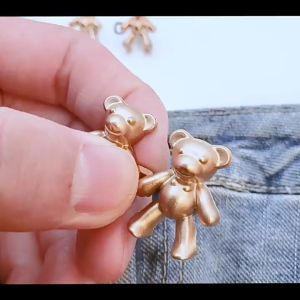 FR-P611 Kancing Pengecil Jeans Beruang Bahan Metal Tombol Penutup Pinggang / Set Kancing Jeans Cute Bear Aksesoris Fashion