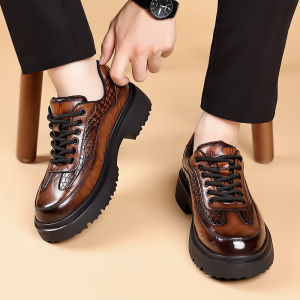 NUDANLAI | Business Formal Leather Shoes Stylish Thick Sole Height Increasing Mens Shoes