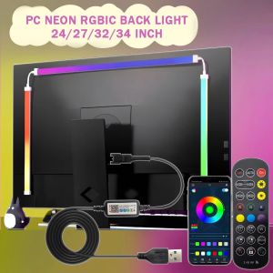 24-34inch Monitor LED RGBIC Gaming Neon Backlight App Control USB Powered 5V LED Light for PC Music Sync Lighting for Computer