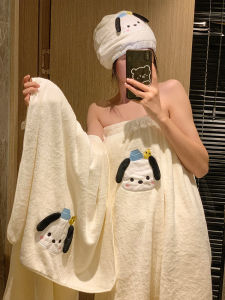 Dễ Thương Bộ Khăn Tắm San Hô Lông Cừu Bọc Khăn Tắm Khô Nhanh Có Thể Thấm Hút Váy Bộ Ba Mảnh Mũ Tóc Phụ Kiện Tắm Sử Dụng Tại Nhà