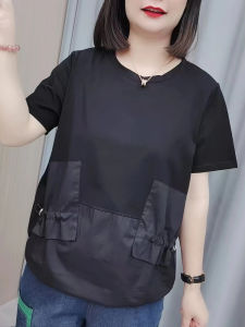 Fashionable Mommy Sweatshirt Large Size Loose Long Sleeve round Neck Cotton Spring Autumn New Style Middle Aged And Elderly Belly Cover Slimming Top