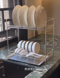 💟SOLUTION65💟 SS304 Dish Drying Rack Dish Drain Rack Bowl Holder Plate Holders Cup Holders Cup Stands Cups Storage Rack Kitchen Organizer Rack Kitchen Countertop Drain Rack Dish Organizer Storage Rack Stainless Steel Dish Rack Dish Holders Dish Stands