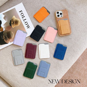 เคสใส่บัตรแบบพับได้พร้อมขาตั้งโทรศัพท์แบบติดหลัง ช่องใส่บัตรแบบซ่อน ชุดจัดระเบียบแบบพกพาอเนกประสงค์สำหรับอุปกรณ์เสริมโทรศัพท์มือถือ