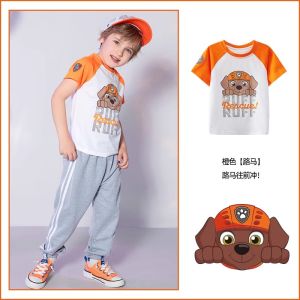 Boys Short Sleeve T-Shirt Pure Cotton Summer Clothes Baby Base Shirt Korean Style Loose Fit Cartoon Print round Neck Top