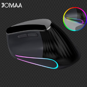 Jomaa Backlit USB Wireless Vertical Mouse with Speed Roller Metal Slient Click Bluetooth Ergonomic Mice Reduced Wrist Strain