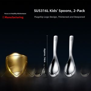 Food Grade 316 Stainless Steel Spoon High End Elegant Soup Spoon Childrens Small Spoon for Eating And Drinking Soup