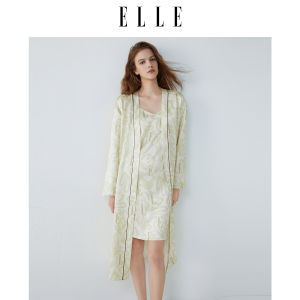 ELLE Satin Drapey Sleepwear Set Womens Fall 2025 New Style Outdoor Wearable Home Comfort Robe High-End Feel Polyester Fiber