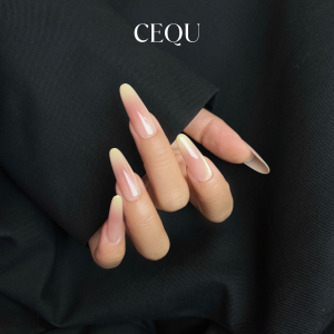 CEQU Summer Mango And Grapefruit Gradient Color Cats Eye Pure Handmade Wearable Nail Art False Nails Nail Tips Nail Decorations