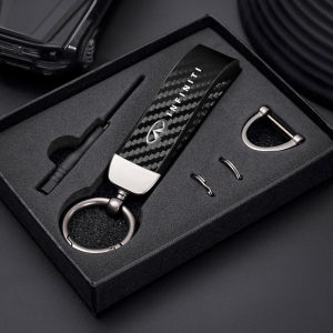Car Carbon Fiber Style Keychain Microfiber Leather Key Chain For Infiniti QX55 QX50 QX60 Q50 Q70L QX30 QX80 Q60 Q70 QX70 Q30 Q60