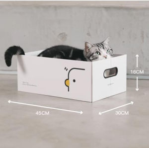 PURROOM Flat Cat Scratching Board Cat Bed Wear-Resistant Protection for Sofa No Shedding Corrugated Paper Cardboard Box Cat Toy