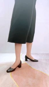 Giày Công Sở Nữ Cao Gót Đế Vuông 5 Phân Guốc Tiếp Viên Hàng Không Mũi Vuông 5cm Da Mềm NUDDO _NU208