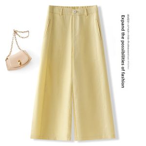 MEITESIJIAONU | Bamboo Linen Casual Wide Leg Pants Thin Summer 8 Tenth