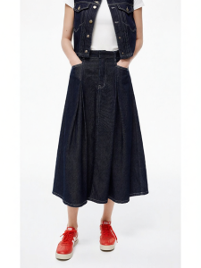 Vintage Cotton Blend High Waist A-Line Skirt