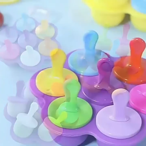 Cetakan Es Cream Silikon Bulat Isi 7 Cups / Cetakan Es Krim Stik Lolipop / Cetakan Es Makanan Bahan Silikon Berbagai Variasi Warna