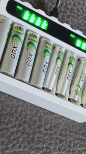 GOX 8-slot Battery Charger Suitable Short Circuit Protection LED Display USB Charger + GOX 1.2V AAA/AA Ni-MH Rechargeable Battery