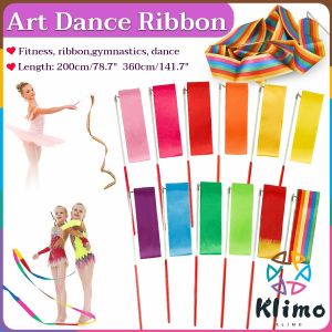 KLIMO Colorful Dance Ribbon 2m/3.6m Art Gymnastic Gym Ribbons Ballet Streamer Twirling Rod Stick For Training