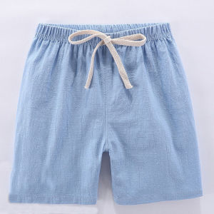 Kids Beach Shorts For Boys Girls Cotton Linen Breathable Elastic Waist Baby Short Pants Summer Thin Childrens Short 2-10Years
