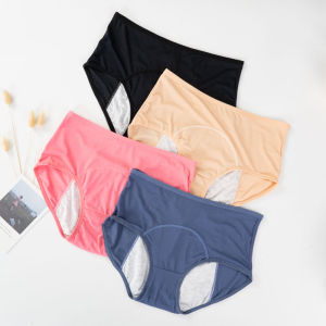 2Pcs Plain Leak Proof Menstrual Period Panties High Waist Underwear for Women Physiological Underpants Plus Size Cotton Crotch Healthy Seamless Briefs L-3XL