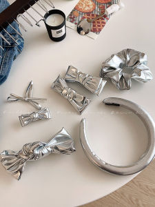 Silver Series Hair Clips and Accessories from AMUMU Korean Design Butterfly Knot High Top Hairband Side Clip for Women