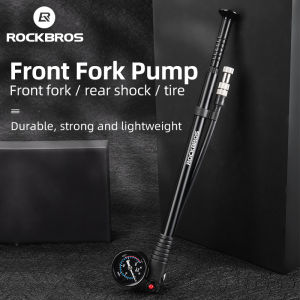 ROCKBROS Front Fork Pump With Gauge 300 PSI High Pressure Mutifuctional Portable Barometer Air Pump Aluminum Alloy Bicycle Tire Inflator Bike Accessories