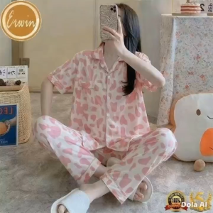 ENWEN Women Korean Lapel Polo Terno Pajama Set