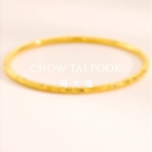CHOW TAI FOOK 999 Pure Gold Crushed Ice Bangle - EOF1705