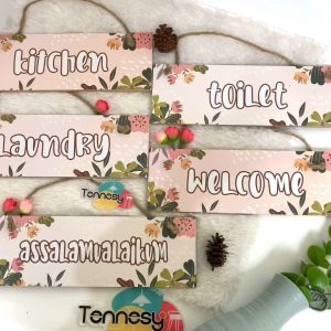 TENNESY HIASAN DINDING GANTUNGAN TALI PINTU FLOWER 30x10CM PAJANGAN KAYU DEKORASI DINDING DEKORASI KAMAR TIDUR RUMAH WELCOME LAUNDRY TOILET KITCHEN ASSALAMUALAIKUM