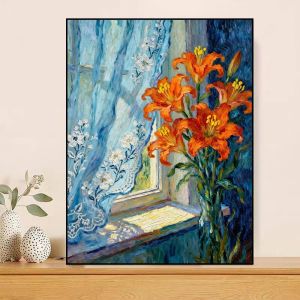 Acrylic Paint By Numbers flowers on the windowsill Painting By Numbers on Canvas Coloring By Number for Adults Paint Digital Art