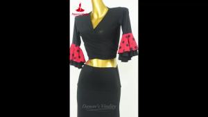 Flamenco Dance Costume V-neck Flared Sleeve Top+ High Waist Multi Layer Cake Skirt Stage Performance Suit Dancers Vitality