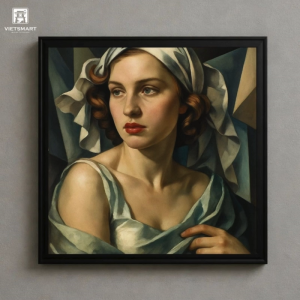 Tranh Nghệ thuật "Cô Gái Váy Trắng Của Tamara de Lempicka" VIETSMART ART - Sơn dầu 60 x 70cm