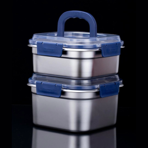 กล่องใส่อาหารสแตนเลส 304 แบบพกพา กล่องอาหารกลางวันความจุขนาดใหญ่ เหมาะสำหรับทั้งการแช่เย็นและการอุ่น พร้อมฝาปิดสุญญากาศ ปิดผนึกและกันน้ำได้